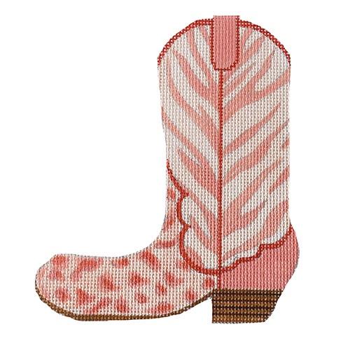 CB-03L - Cowgirl Boot - Coral Cheeta and Zebra (Left)