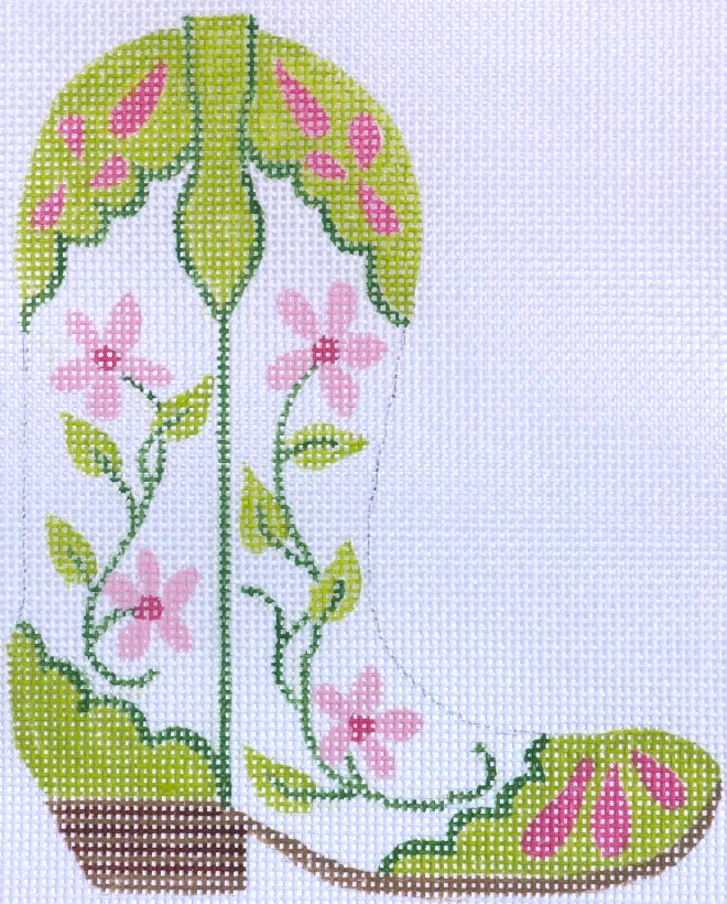 CB-04R - Cowgirl Boot - Pink and Green Floral