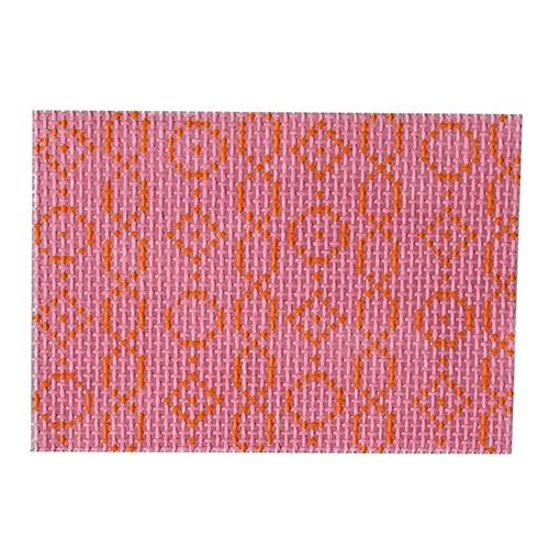 KK-WCC15 - Wallet Insert - Geometric Chain, Circle, Diamonds Orange on Pink