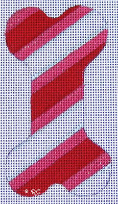 CC17 - Red Pink Diagonal Stripe Dog Bone