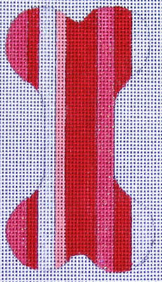 CC18 - Red Pink Vertical Stripe Dog Bone