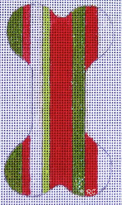 CC20 - Red Green Vertical Stripe Dog Bone