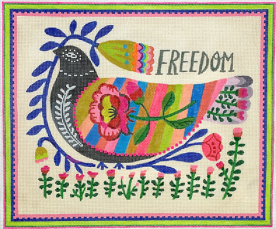 CG-PL-06 - Freedom Dove with Flowers - Multi Color