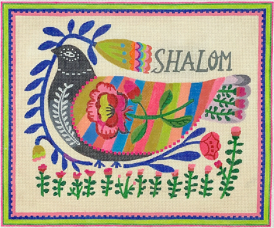 CG-PL-10 - Shalom Dove with Flowers - Multi Color (13 CT)