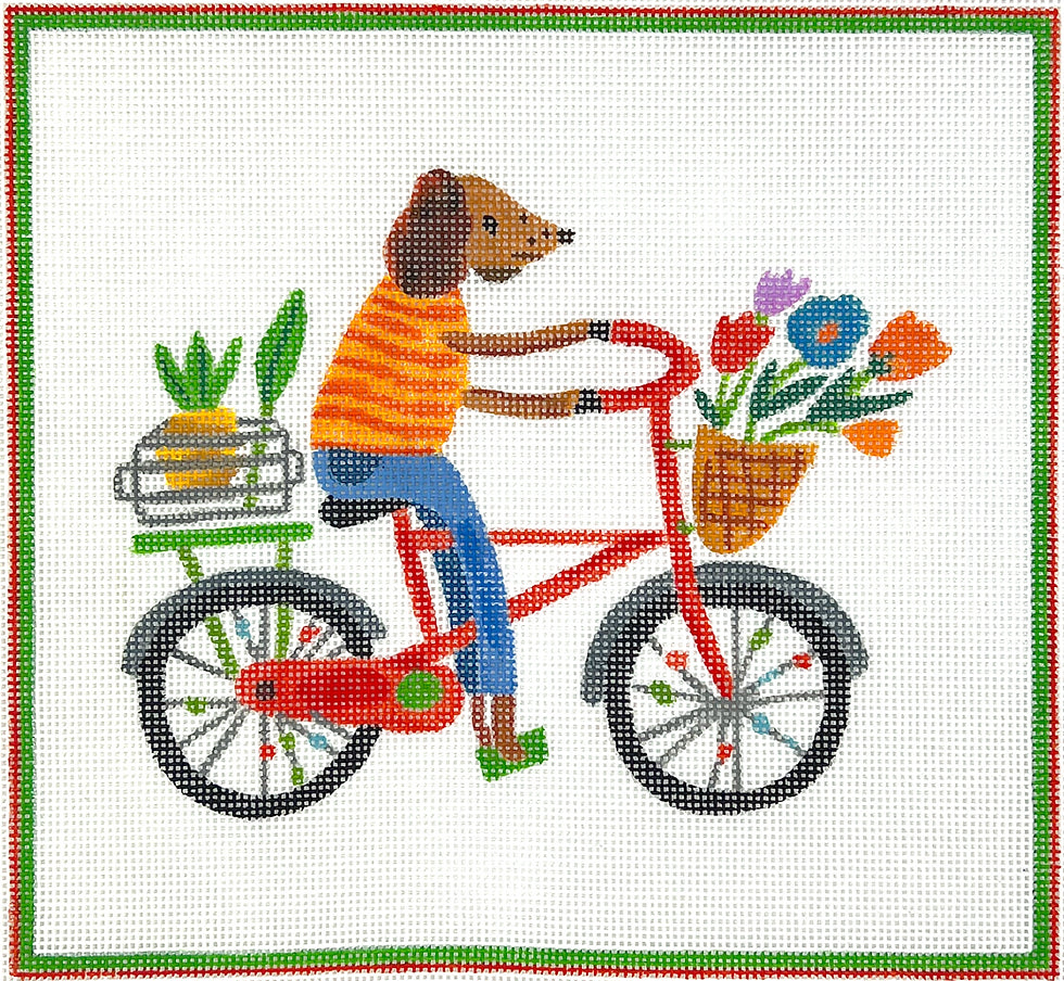 CG-PL-12 - Dog on Bicycle with Flowers and Pineapple