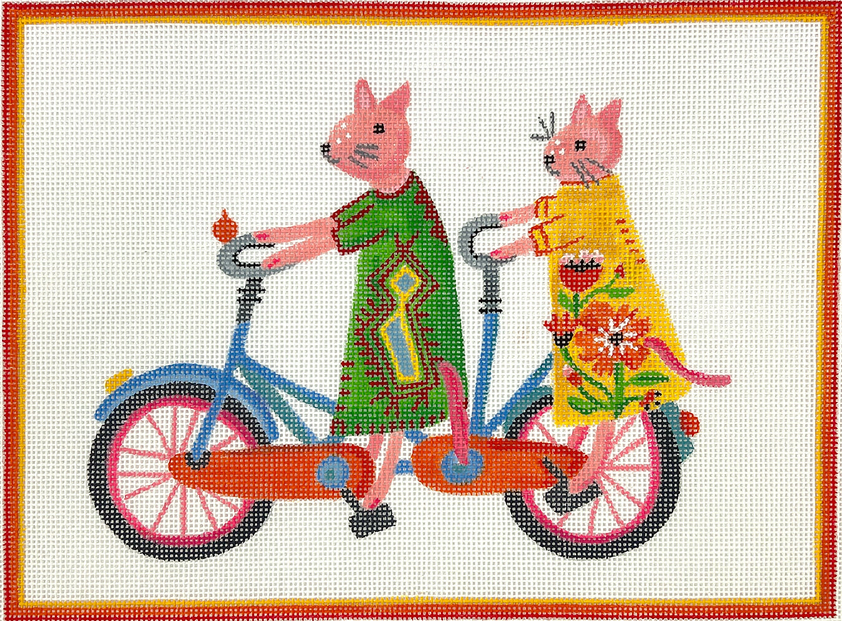 CG-PL-13 - Two Kitties in Mexican Dresses on Bicycle Built for Two