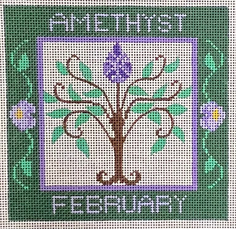 CH-1028 - February Birthstone Floral Square