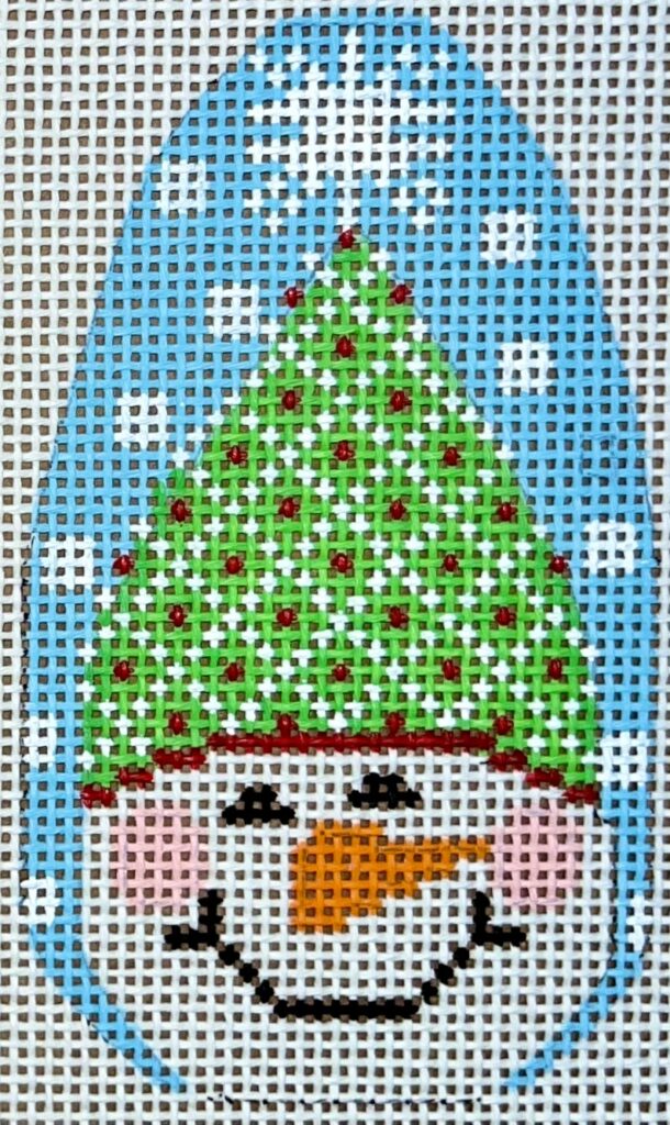 CH-1236 - Snowman Ornament with Green Diamonds Hat