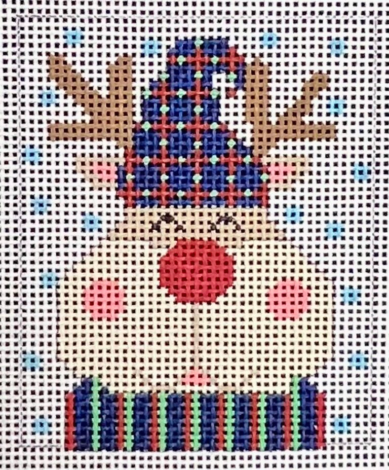 CH-1249 -  Reindeer Ornament - Blue Hat