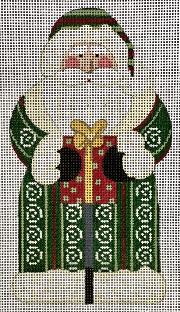 CH-1385 - Father Christmas - Green Holding a Present