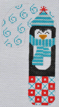 CH-158 -  Blue Scarf Penguin Candy Cane