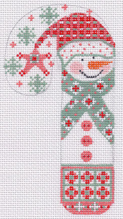 CH-28 - Snowman Blue Snowflakes Candy Cane