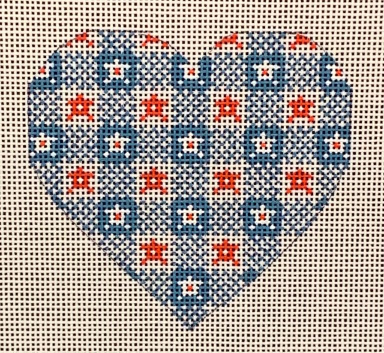 CH-336 - Blue and Red Heart Ornament