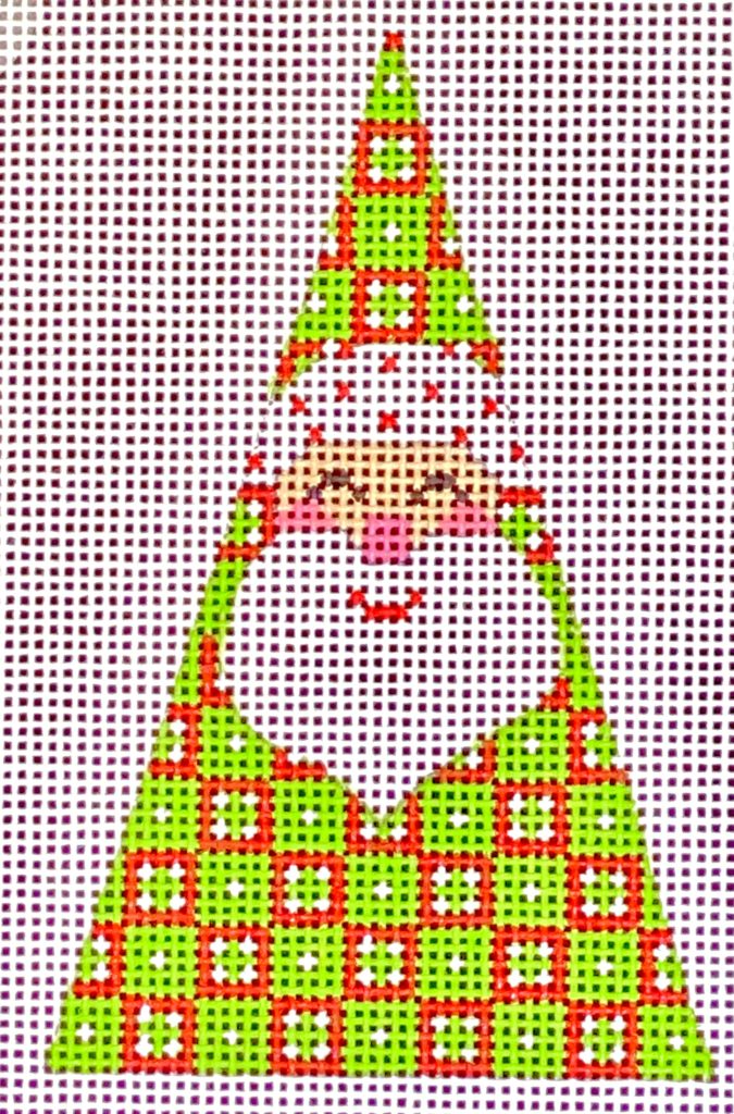 CH-616 - Green and Red Squares Santa - Triangle