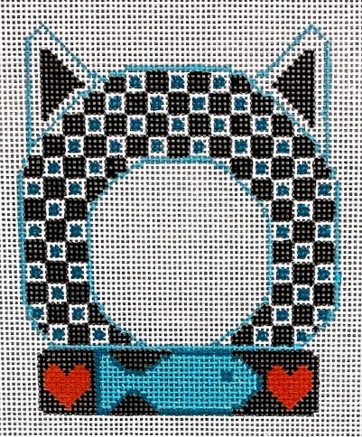 CH-637 - Cat Frame - Black and White Checkered