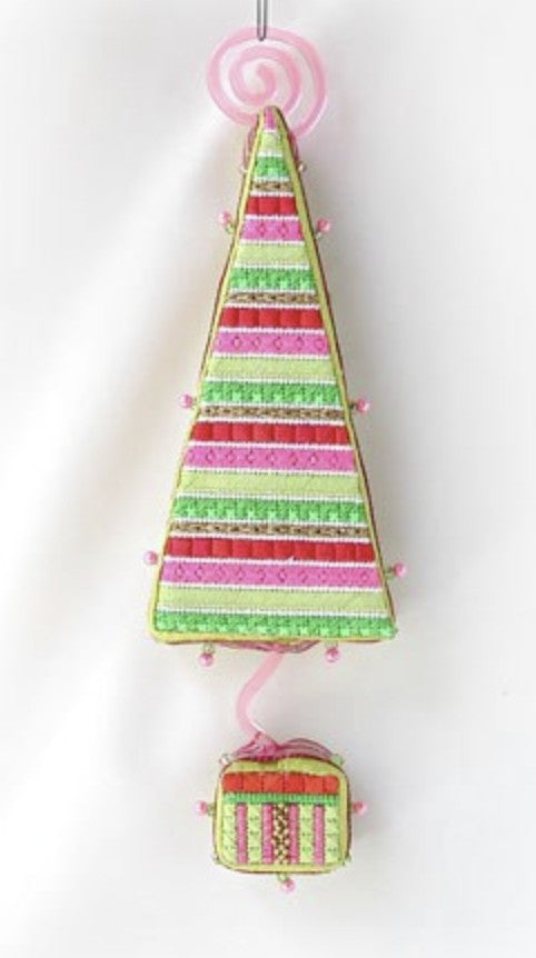 CH105A - Tickled Pink - Red and Green Striped Topiary