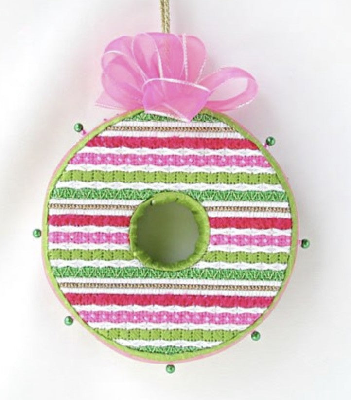 CH105B - Tickled Pink - Red and Green Striped Wreath