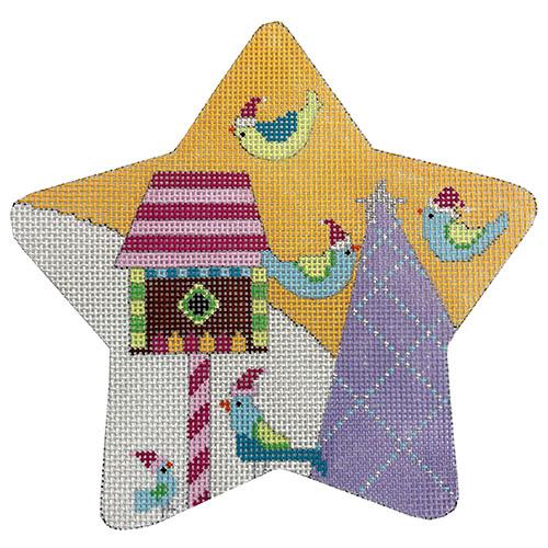 CH122D - Santa Birds Star Ornament