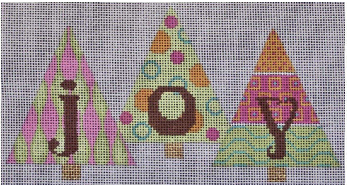 CH307A-13 - Christmas Trees "Joy" - Pink and Green