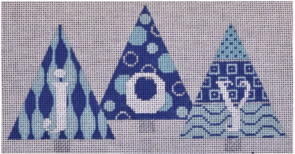 CH307B-13 - Christmas Trees "Joy" - Blue and Silver