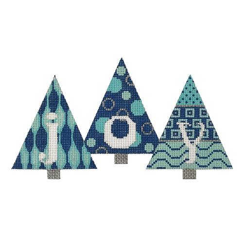 CH307B - Christmas Trees "Joy" - Blue and Silver