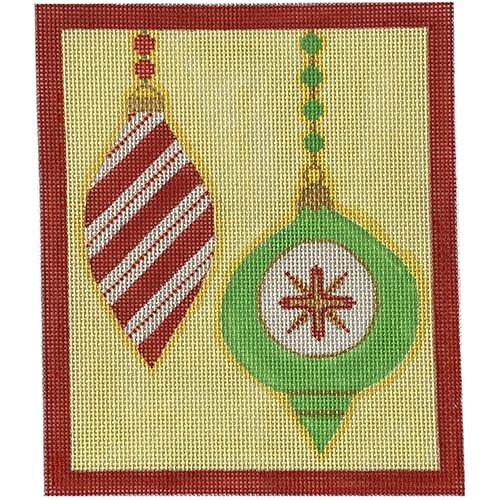 CH405G - Merry & Bright Series - 2 Ornaments Candy Stripe - Red/Green
