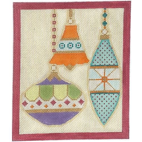 CH405I - Merry & Bright Series - 3 Ornaments Bell - Pink Border