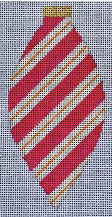 CH405L-1 - Brilliant Baubles Ornament - Red Stripe Teardrop