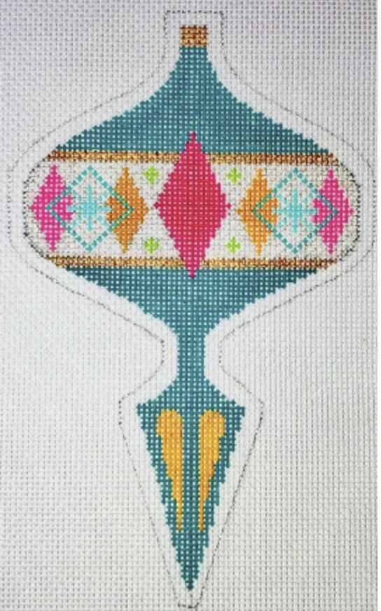 CH405L-3 - Brilliant Baubles Ornament - Teal Argyle Spike