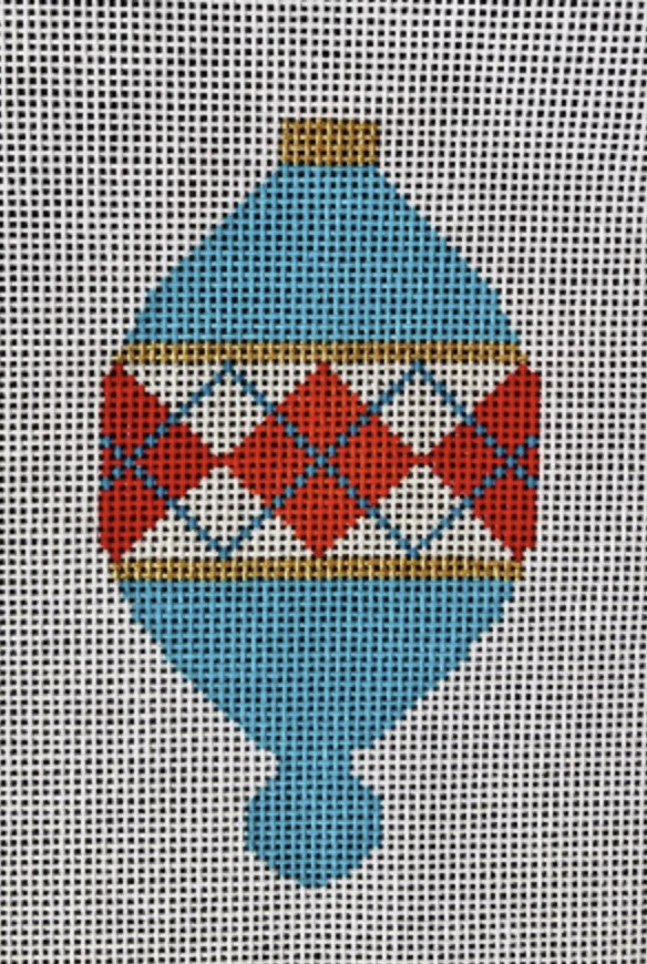 CH405P - MCM Ornament - Teal Argyle Teardrop