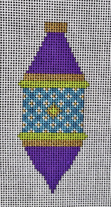 CH405W - MCM Ornament - Purple/Teal Cylinder Drop