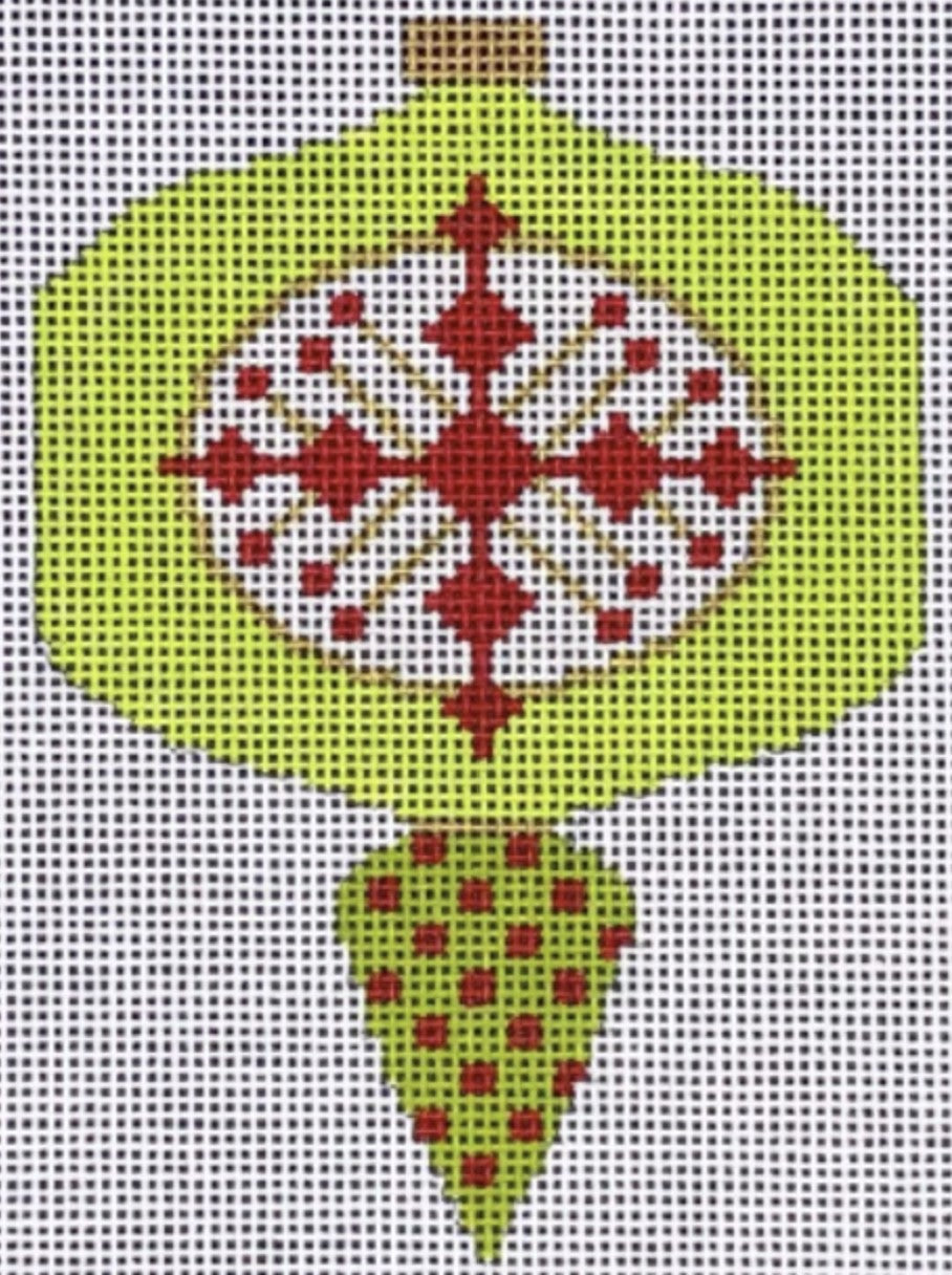 CH405Y-1 - MCM Ornament - Green Square Ball Drop