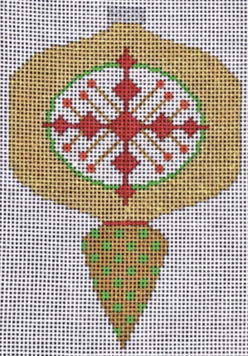 CH405Y-3 - MCM Ornament - Gold Square Ball Drop