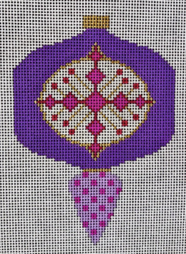 CH405Y - MCM Ornament - Pink/Purple Square Ball Drop