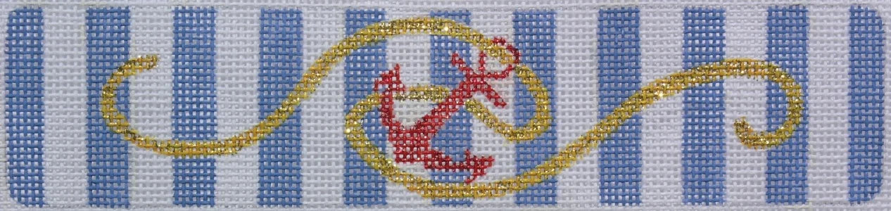 CU-51 - Anchor on Blue Cabana Stripes with Red and Gold