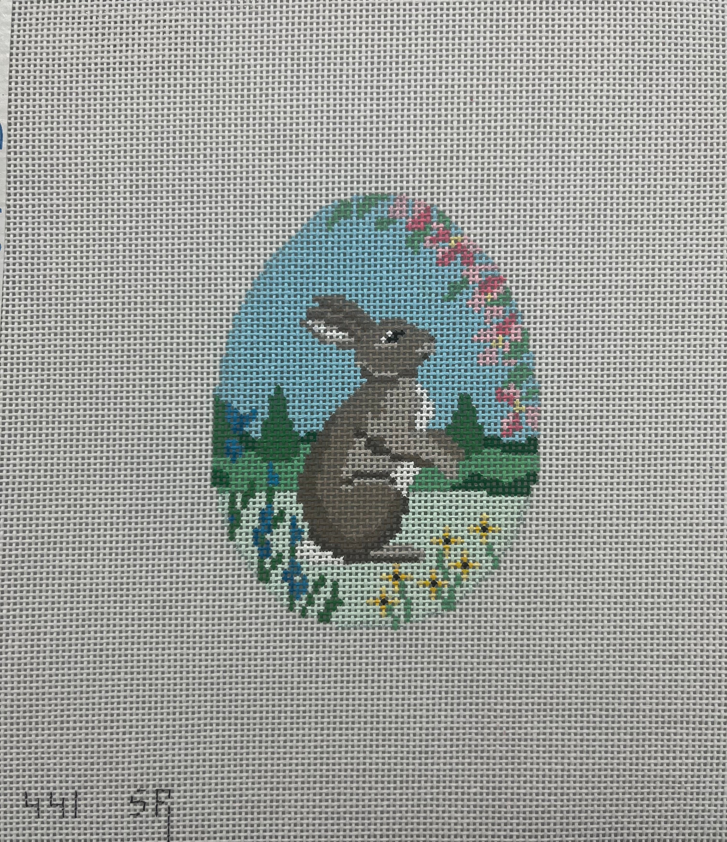 441 - Rabbit In Flowers 4" Egg