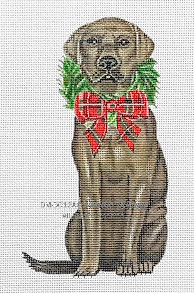 DM-DG12A - Dog: Holiday Chocolate Lab Ornament