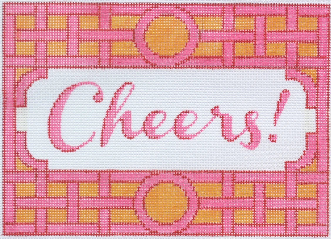 DH-01 - Cheers with Trellis Border - Pinks and Tangarine