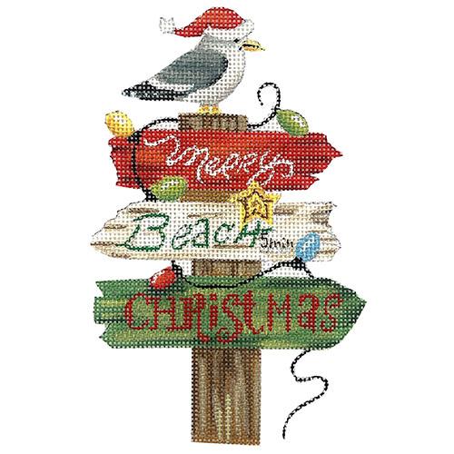 DK-BH04A - Beach and Sea: Merry Beach Christmas Sign