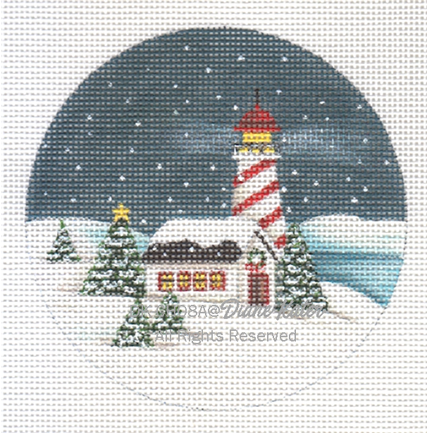 DK-CH08A - Christmas: White Lighthouse Ornament