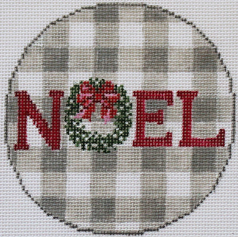 DS1124 - Noel on Gingham Grey Ornament