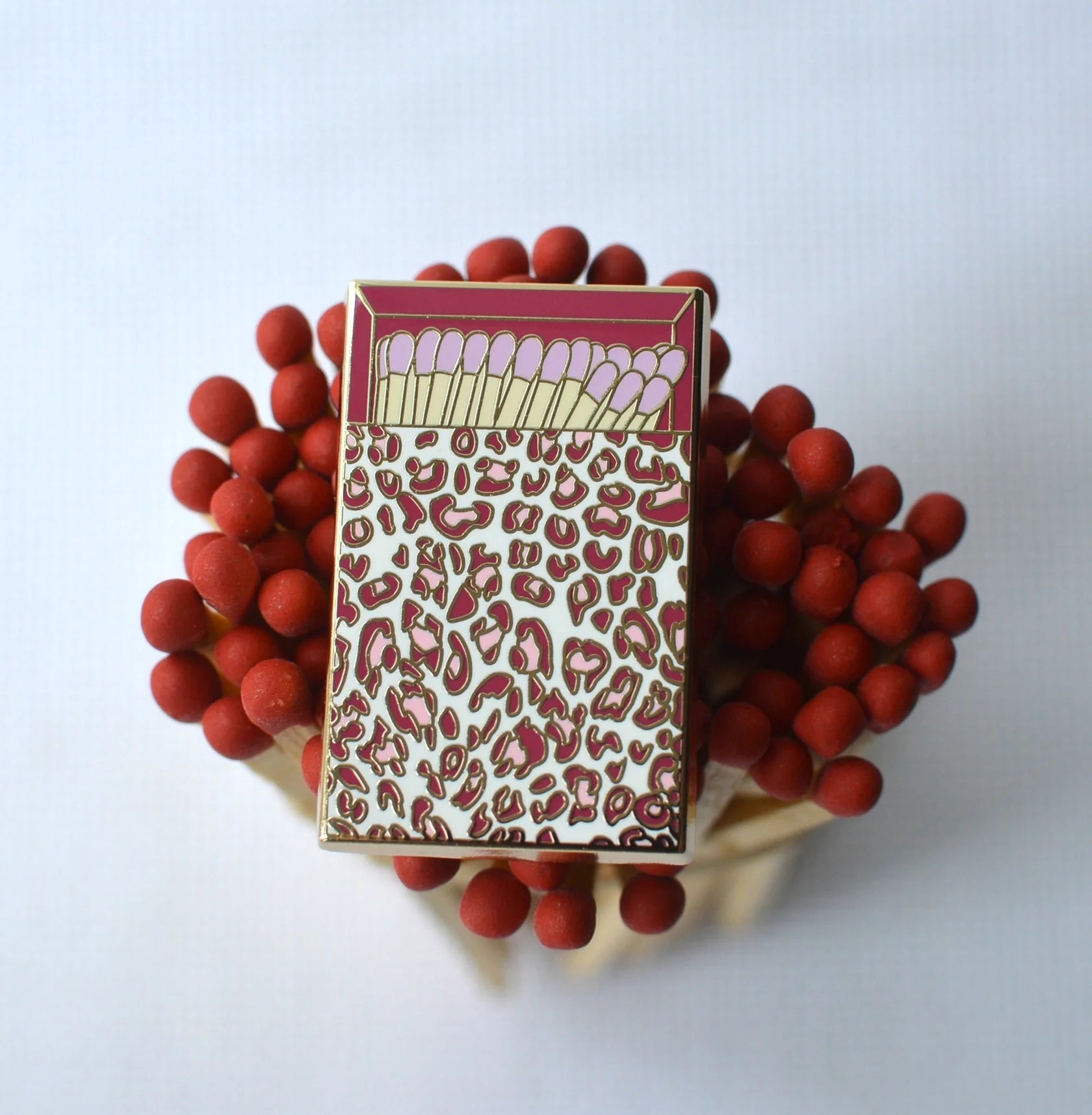 Pink Leopard Matchbox Needle Minder