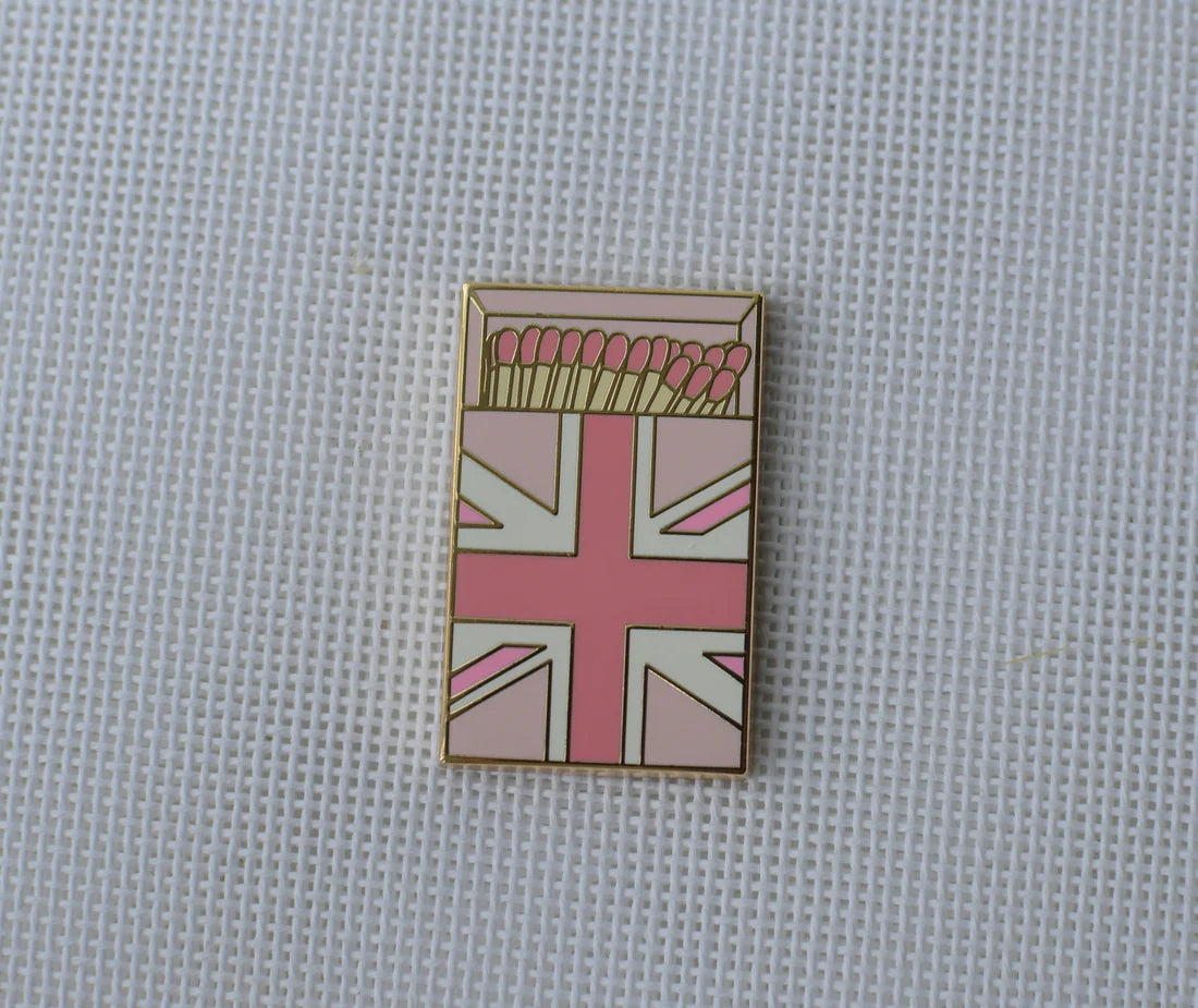 Pink British Flag Matchbox Needle Minder