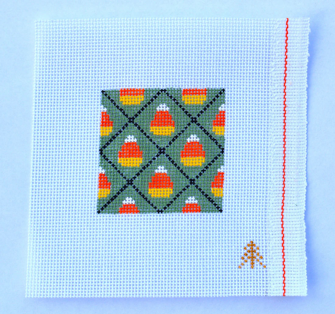 CC-27 - Candy Corn in Diamonds Canvas Insert for Can Cozy