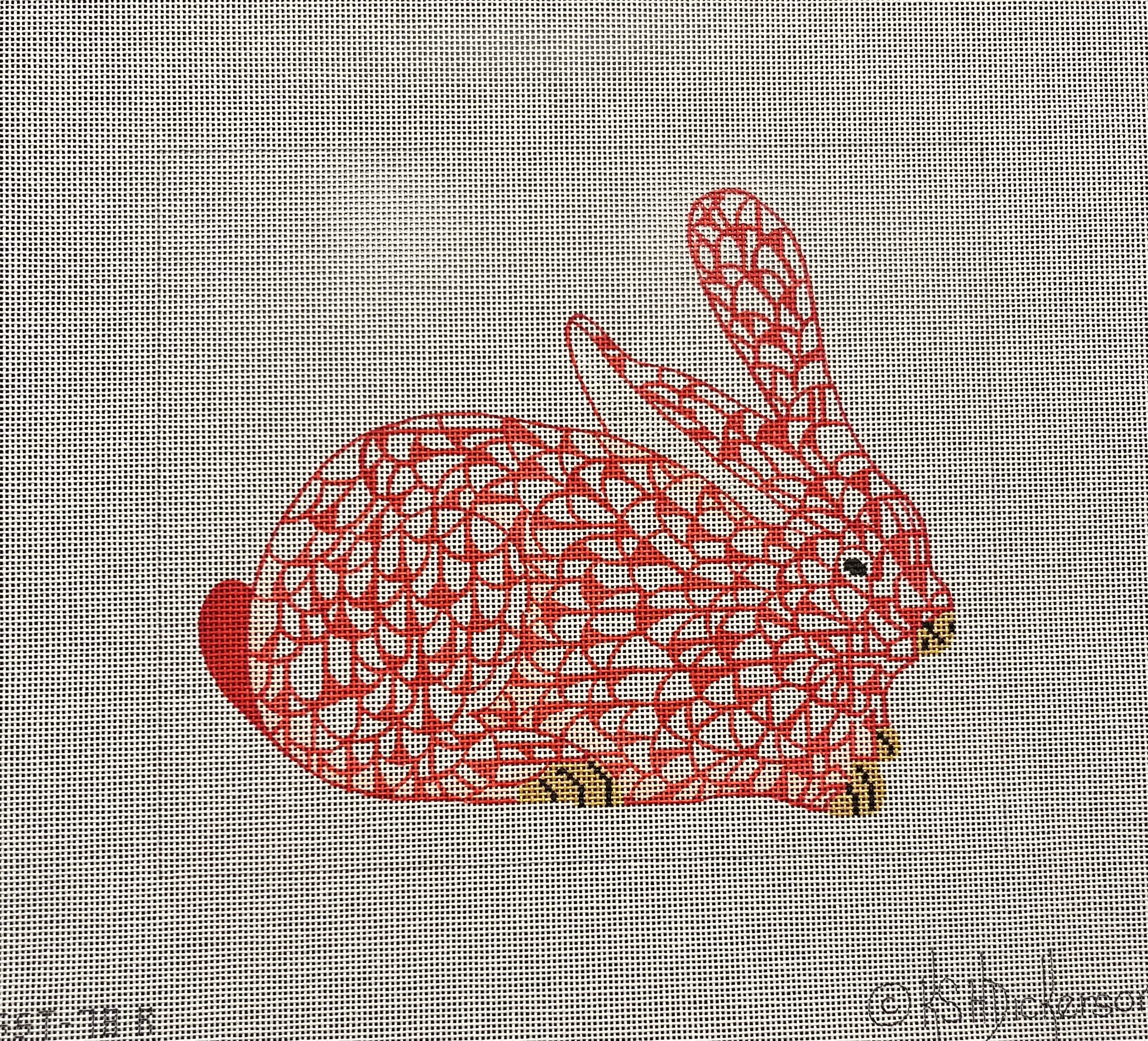 SST-78R - Fishnet Large - Laying Bunny - Reds and Golds (Retiring)