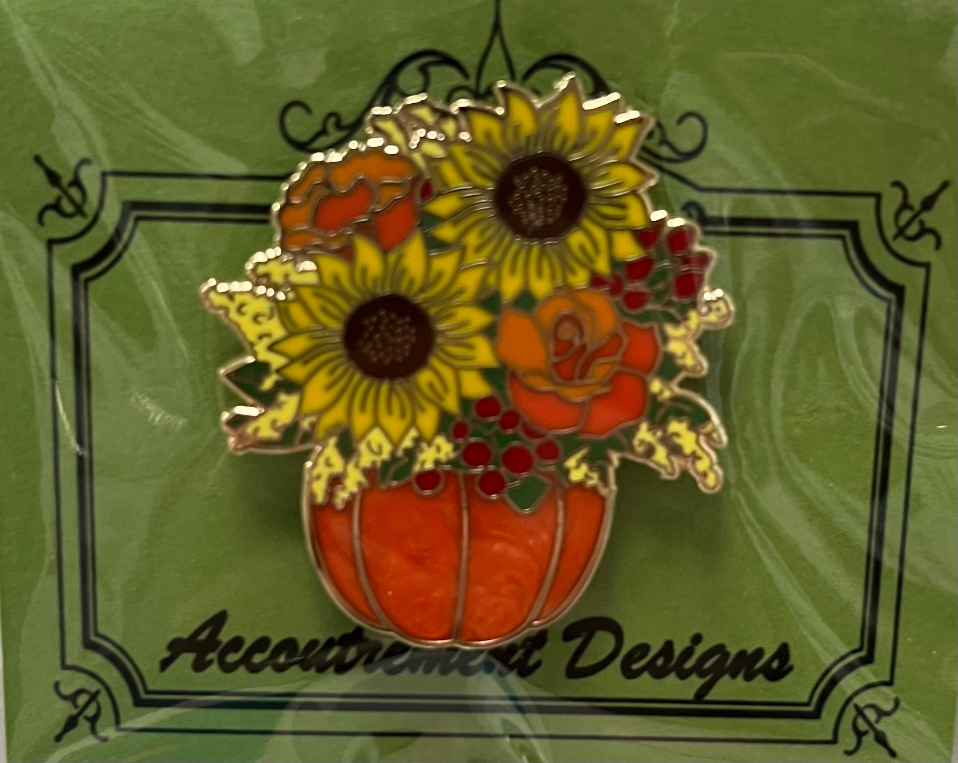 Fall Flowers in a Pumpkin Needle Minder