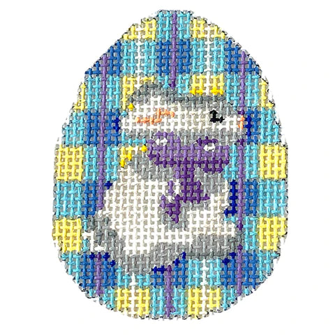 AT EG448 - White Bunny Blue Plaid Mini Egg