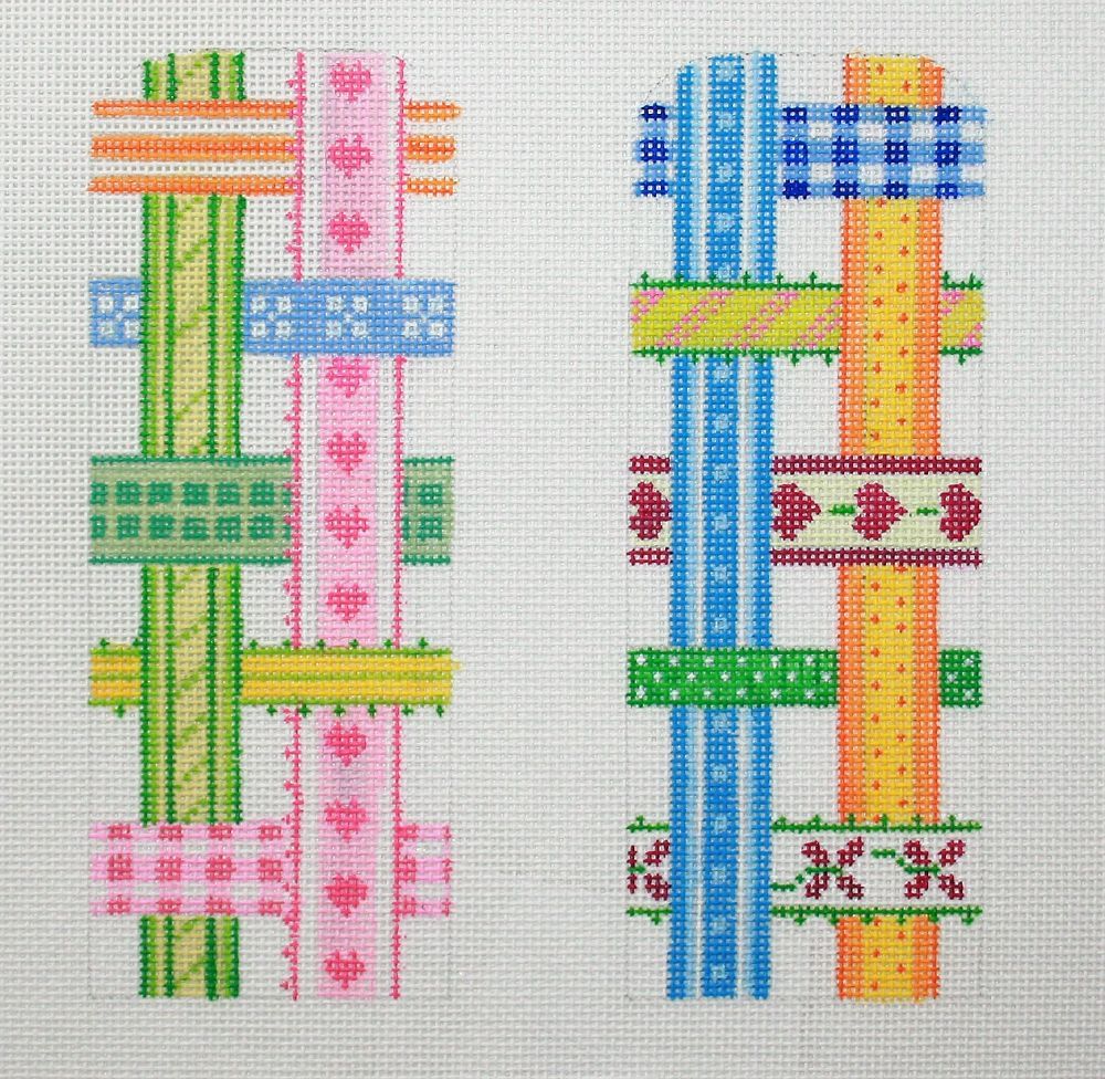 EGC-03H - Woven Ribbons - Multi on White (Half Size)