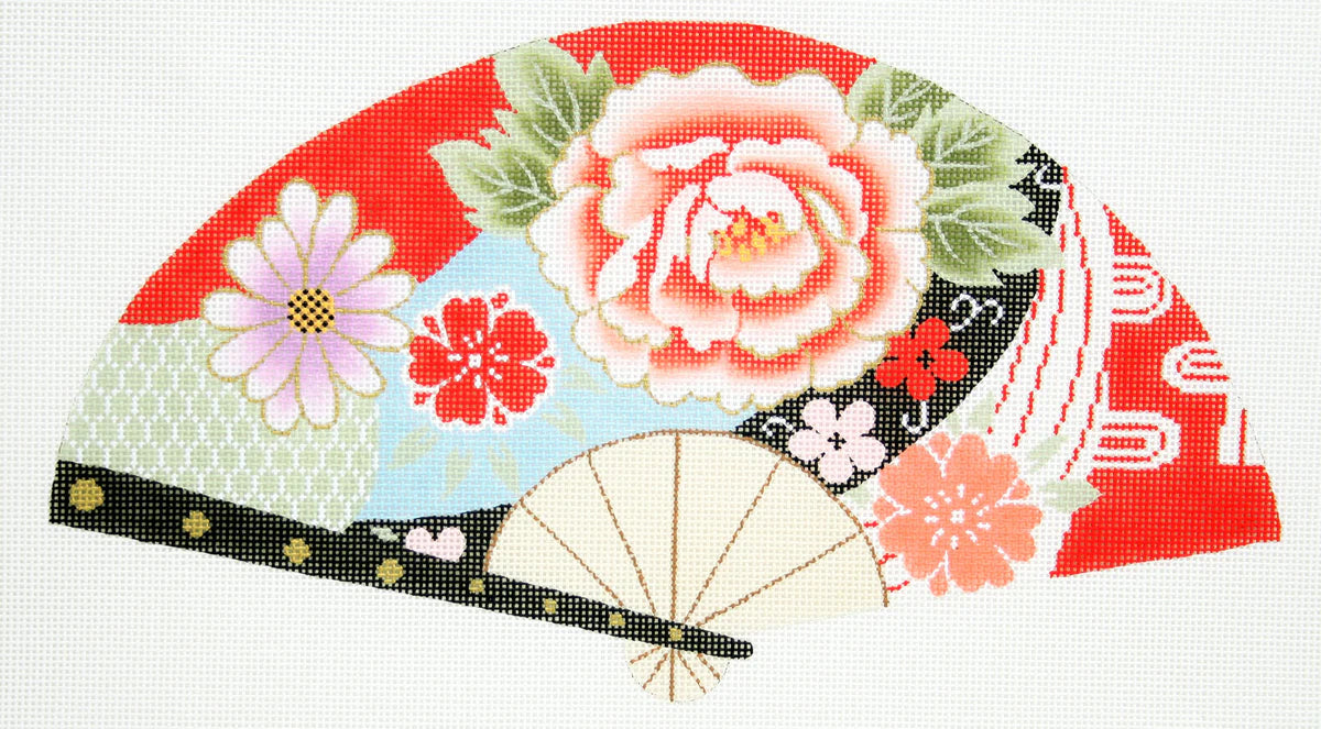 F802 - Blossoms on Red Fan