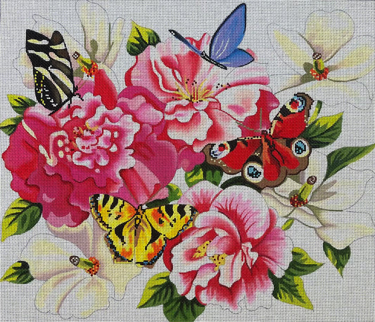 FF169B - Peonies and Butterflies
